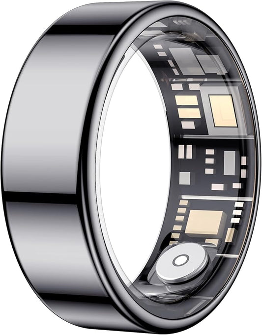 Temdan Smart Ring (Upgraded), Wearable Fitness Smart Ring Health Tracker, Sleep Quality & Heart Rate & Blood Oxygen Monitoring, IP68 Waterproof, No Subscription Fees, Smart Ring, Black, Size 11