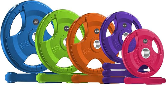 SPART 2-Inch Color Rubber Coated Olympic Grip Plate 2.5LB/5LB/10LB/25LB/35LB/45LB, Two