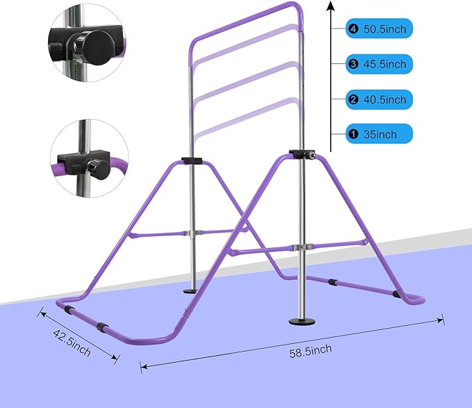 Gymnastics Bar for Home Expandable Adjustable Height Gymnastic
