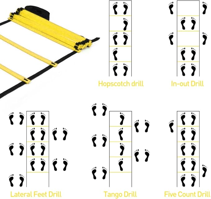 Speed & Agility Ladder Training Equipment Set 12 Rung 20ft Agility 4 Agility Hurdles,12 Disc 1 Resistance