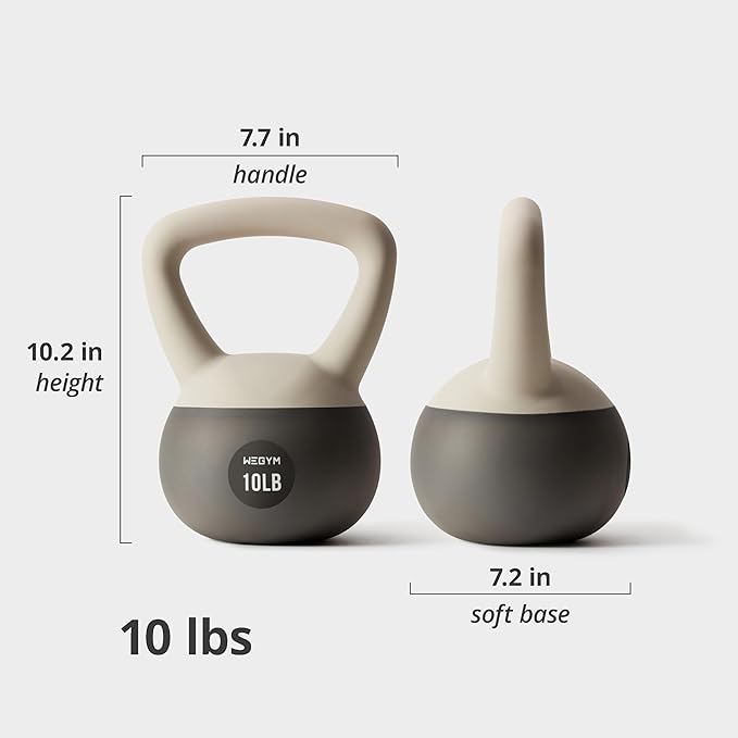 Soft Kettlebells with Cushioned Impact-Resistant Base and Anti-Slip