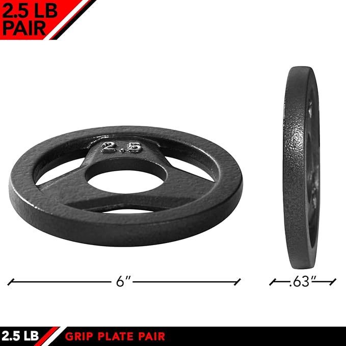 JFIT Olympic 2" Cast Iron Grip Plate OR 2" Rubber 6 Weights (2.5lbs to 45lbs) Plates
