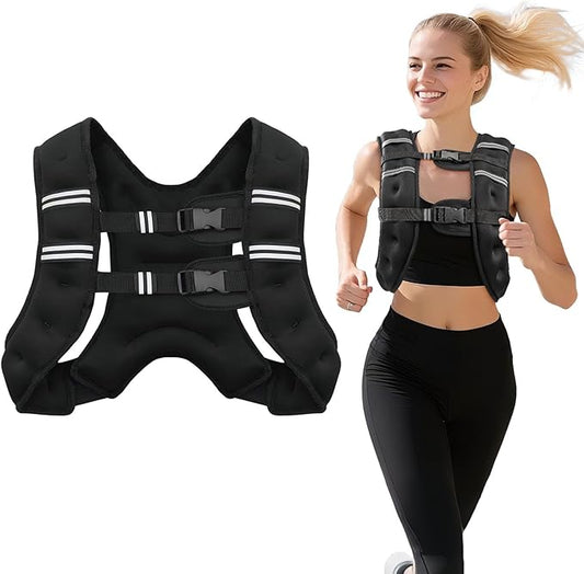 Weighted Vest 8/12/16/20 Lb Weight Vest for Woman Men Sport Weighted Vest with Reflective Stripe Adjustable Buckle Straps Back Mesh Pocket for Workout Strength Training Walking Running