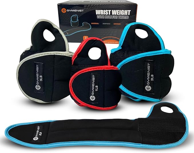 Pair of Wrist Weights With Hole for Thumb