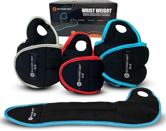 Pair of Wrist Weights With Hole for Thumb