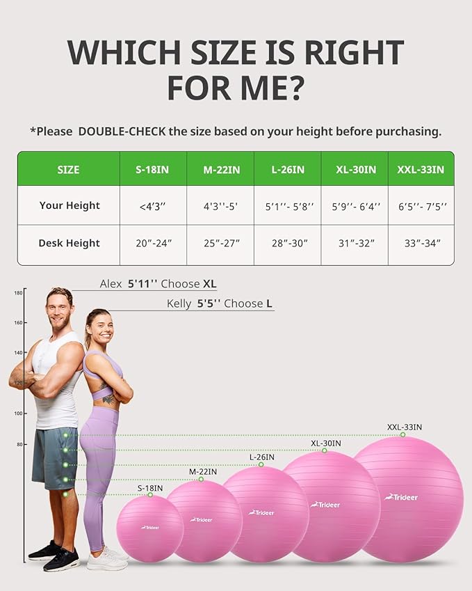 Trideer Yoga Ball Exercise Ball for Working Out 5 Sizes