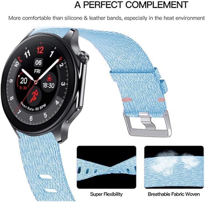 Compatible with Sanorum Smart Watches Band, 20mm, 22mm Breathable Nylon Woven Fabric Replacement Strap Compatible for HaSaKei G53, Sanorum G53, G56 Smart Watches