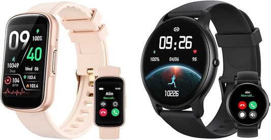 Parsonver Fitness Tracker Bundle with Round Smart Watch, 2-Pack