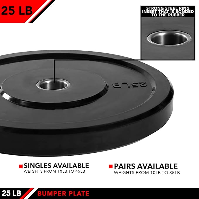 JFIT Olympic 2" Cast Iron Grip Plate OR 2" Rubber Bumper Plates for Barbell - Singles OR Pairs - 6 Weights Available (2.5lbs to 45lbs) Plates for Strength Training, Weightlifting, Bodybuilding