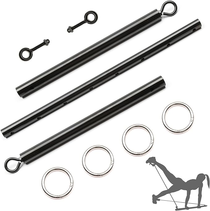 Black Portable Exercise Spreader Bar with 4pcs PU