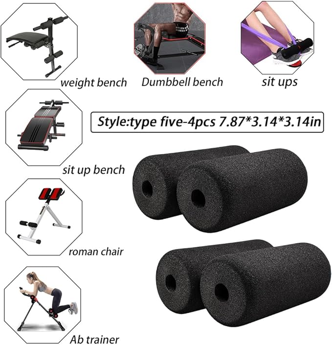 Foot Foam Pads Rollers(7.87in*3.14in*3.14in) for Exercise Machine, Inversion Table, Workout Bench, Sits Ups Replacement Parts, Marcy Home Gym Accesories