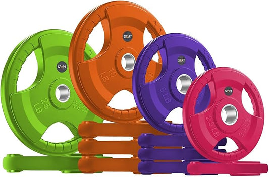 SPART 2-Inch Color Rubber Coated Olympic Grip Plate 2.5LB/5LB/10LB/25LB/35LB/45LB, Two