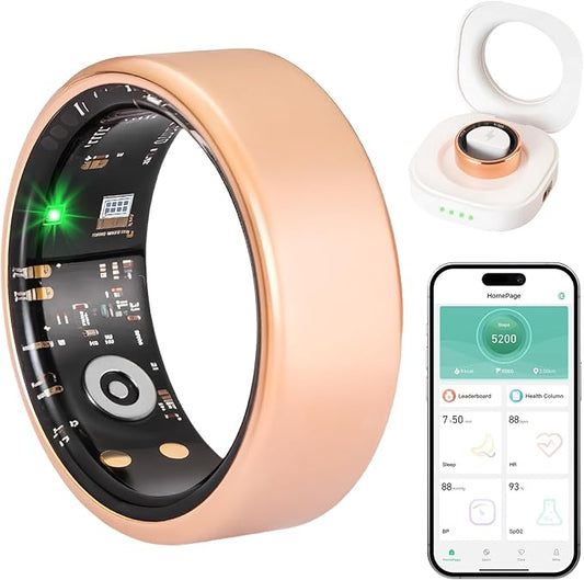 Smart Rings for Women, Fitness Tracker with Blood Oxygen, Blood Pressure, Heart Rate, Sleep Monitor, Step Counter, Gesture Control IP68 Waterproof Smart Ring Tracker, Stainless Steel