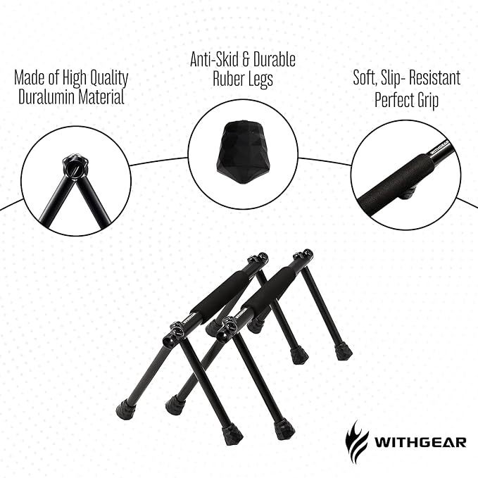 Folding Push Bar - Duralumin Metal Push Bars Heavy Duty Lightweight and Indoor and Outdoor Parallet Bar for Men and Women