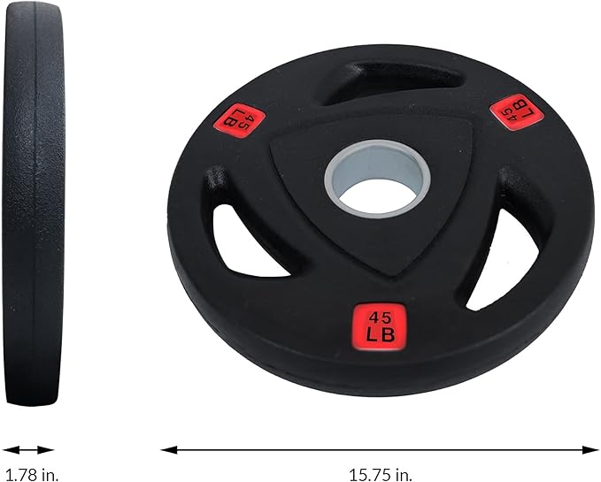 Signature Fitness Vinyl Coated Cast Iron Plate Weight Plate for Strength Training and Weightlifting, Standard or Olympic, Multiple Sizes