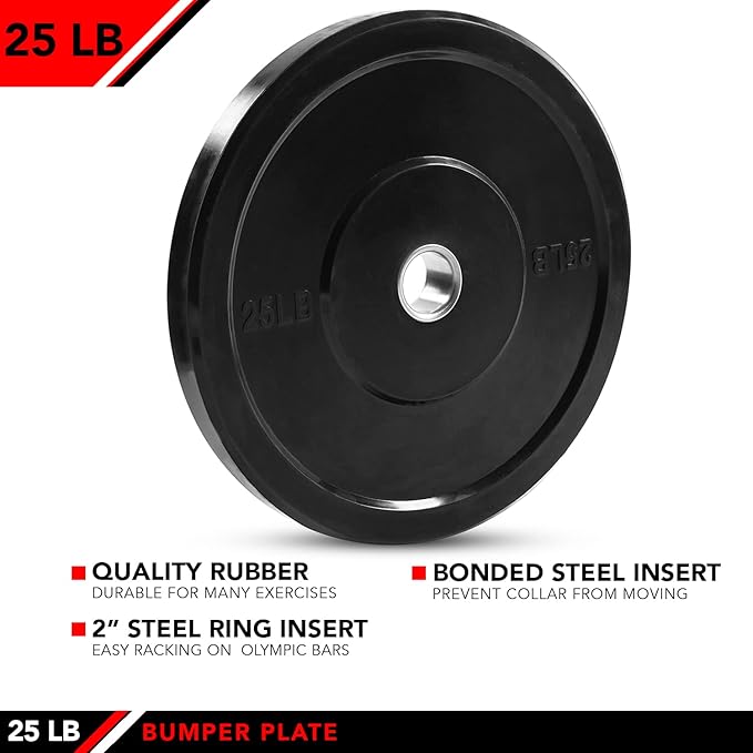 JFIT Olympic 2" Cast Iron Grip Plate OR 2" Rubber Bumper Plates for Barbell - Singles OR Pairs - 6 Weights Available (2.5lbs to 45lbs) Plates for Strength Training, Weightlifting, Bodybuilding