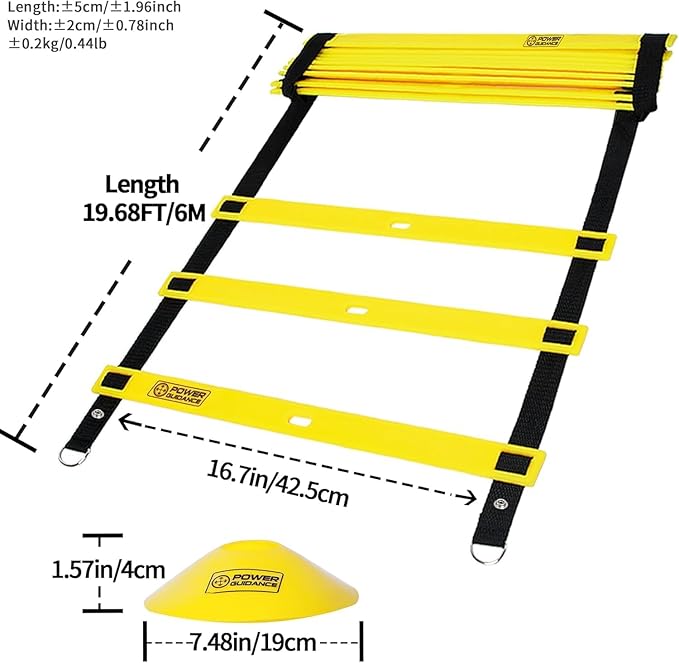 POWER GUIDANCE Agility Ladder (20 Feet) with Cones