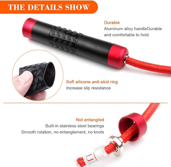 Redify Weighted Jump Rope for Workout Fitness(1LB) 9MM Fabric Cotton+9MM Solid