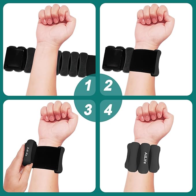 ADLIFE Adjustable Wrist Ankle Weights for Women Men Kids, 2 Lbs Wearable Arm Leg Weights Set of 2(1 Lb Each), Weighted Wristbands Exercise Weights for Walking Running Pilates Yoga Home Gym Workout