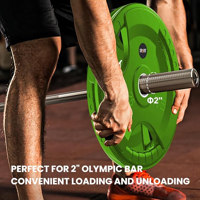 SPART 2-Inch Color Rubber Coated Olympic Grip Plate 2.5LB/5LB/10LB/25LB/35LB/45LB, Two