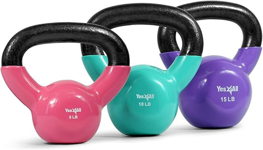 Yes4All Combo Kettlebells Vinyl Coated Weight Sets Great