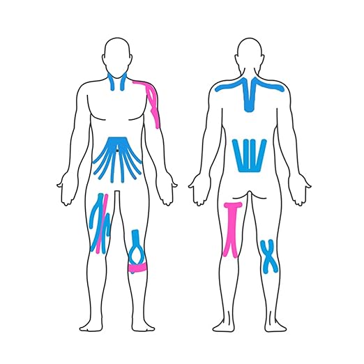 Effekt Manufaktur Kinesiology Tape Waterproof (16 ft x 2 in), 2 Rolls - Elastic Physio Tape for Muscle Support and Injury Recovery, Medical Tape, Kinetic Tape, Durable Kinesthetic Tape (Blue + Pink)