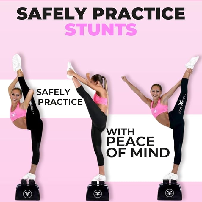 STUNT STAND® Cheerleading Balance & Flexibility Stunt Training Equipment - Increase Stunt Awareness SAFELY on the Ground - FREE Training Video Links Included - Black