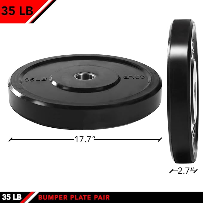 JFIT Olympic 2" Cast Iron Grip Plate OR 2" Rubber Bumper Plates for Barbell - Singles OR Pairs - 6 Weights Available (2.5lbs to 45lbs) Plates for Strength Training, Weightlifting, Bodybuilding
