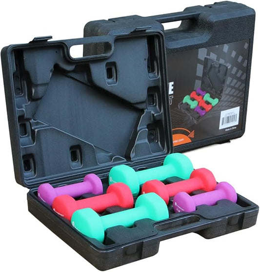 Gymenist Dumbbell Set With Hard Plastic Case Includes 3 Pairs And A Hard Travel Carry Storage Case