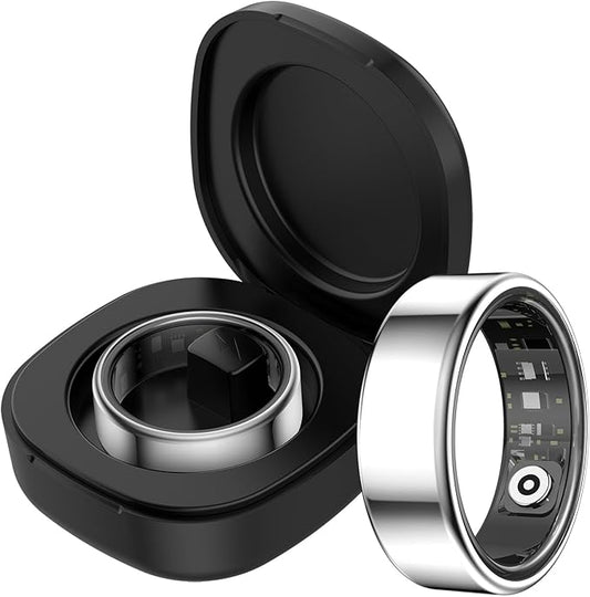 Smart Ring for Men Women Health Rings Heart Rate Sleep Monitor Step Counter Pedometer Sports Ring Fashion Fitness Tracker Ring with Charging Case Gold Rings for Android iOS Phones