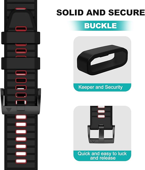 OVERSTEP Compatible with Fenix 7X Bands, 26mm Width Soft Silicone Replacement Strap for Fenix 7X Pro/Fenix 6X/ Fenix 5X/ Fenix 3 Smartwatch