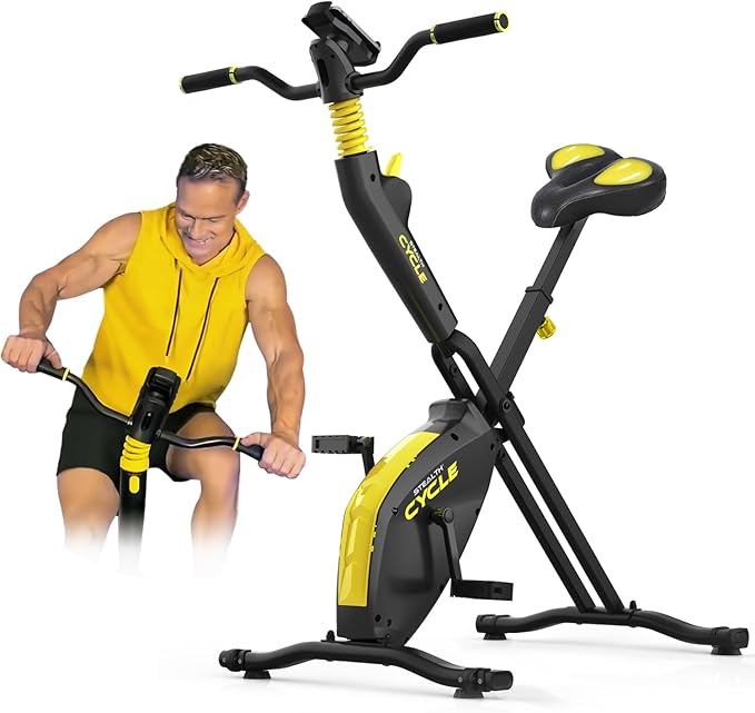 STEALTH GAME CYCLE: Full-Body Workout X-Bike, Gamified Cardio with 5 Free Games, Foldable Magnetic Cycle, Phone Holder + Free Fitness App (Optional Premium Subscription)