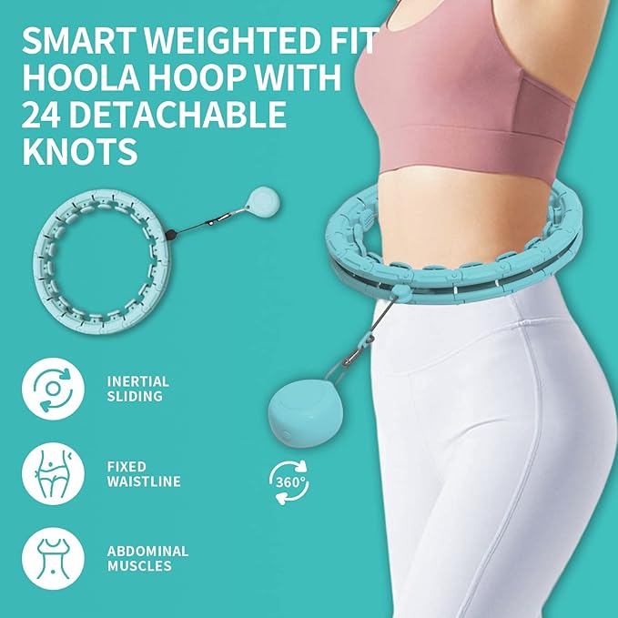 Weighted Fitness Hoola Hoop for Exercise Kids,2 in 1 Weight 24 Detachable