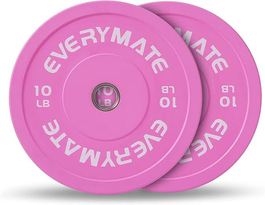 Pink Weight Plates 10LB 15LB 25LB 35LB 45LB Olympic Bumper Plates Grip Weight Plates for Strength Training & Crossfit Steel Inserts Weight Plates Fit 2" Barbells Virgin Rubber Weights