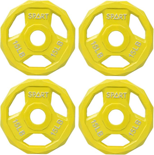 SPART Color Coded Weight Plate 2-Inch Cast Iron 2.5/5/10/15/25/35/45LB, Single/Pair/Set