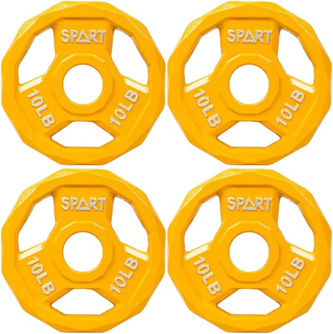 SPART Color Coded Weight Plate 2-Inch Cast Iron 2.5/5/10/15/25/35/45LB, Single/Pair/Set