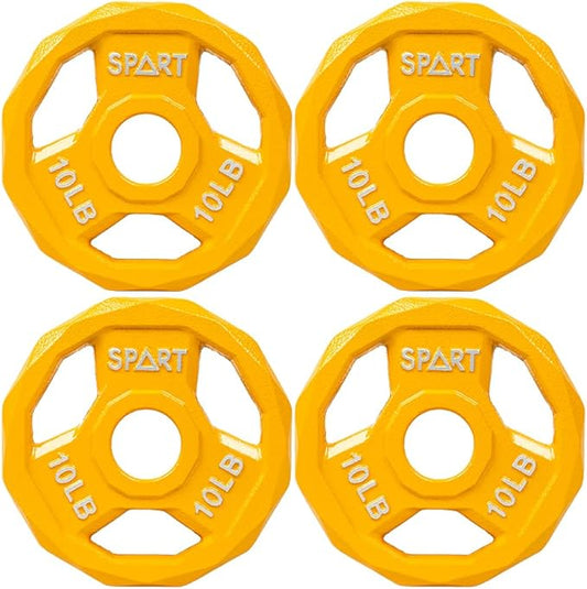 SPART Color Coded Weight Plate 2-Inch Cast Iron 2.5/5/10/15/25/35/45LB, Single/Pair/Set