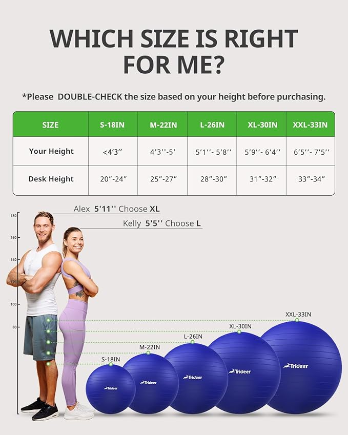 Trideer Yoga Ball Exercise Ball for Working Out 5 Sizes