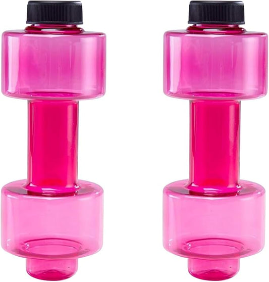 2pcs Dumbbell Shaped Water-Filled Dumbbells Clear Cups Sports Water Bottle for Sports Fitness Gym Training Men Women