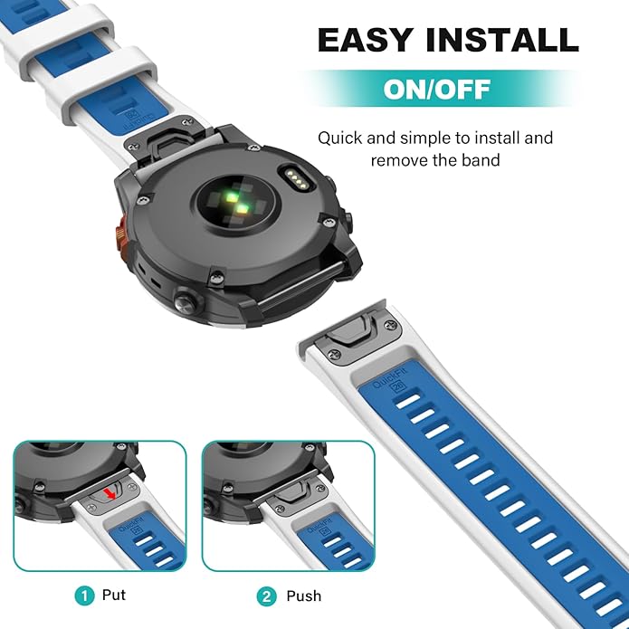 OVERSTEP Compatible with Fenix 7X Bands, 26mm Width Soft Silicone Replacement Strap for Fenix 7X Pro/Fenix 6X/ Fenix 5X/ Fenix 3 Smartwatch
