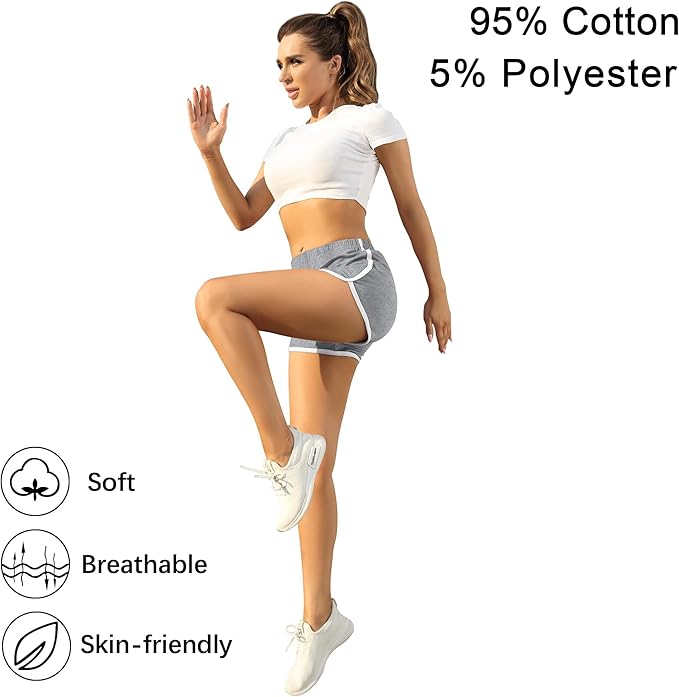 URATOT Women's Cotton Gym Yoga Summer Running Active Dance Elastic Shorts, Pack of 2