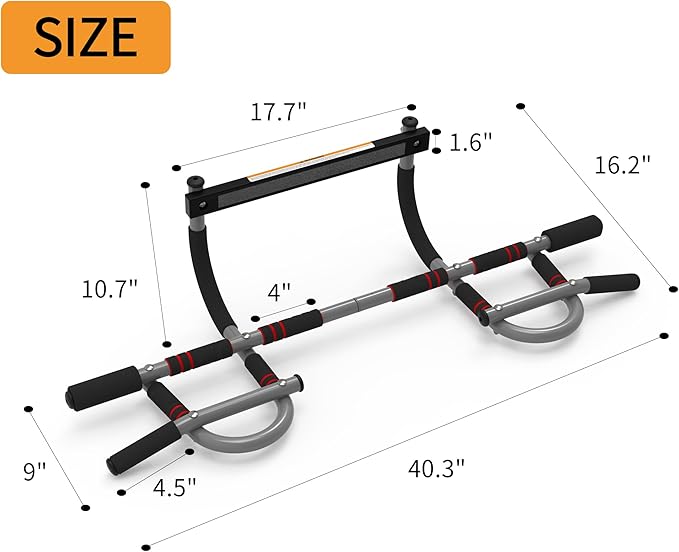 8 & 12-Grip Doorway Pull-Up Bar - Heavy-Duty