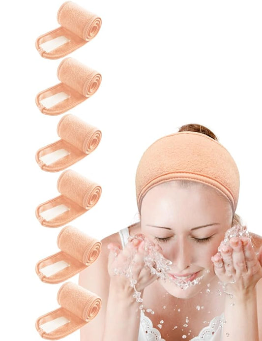 EUICAE Spa Headband Sweat Head Towel Wrap - Non-Slip, Stretchable, Washable Makeup Facial Treatment and Sport Headwrap for Face Wash (orange)