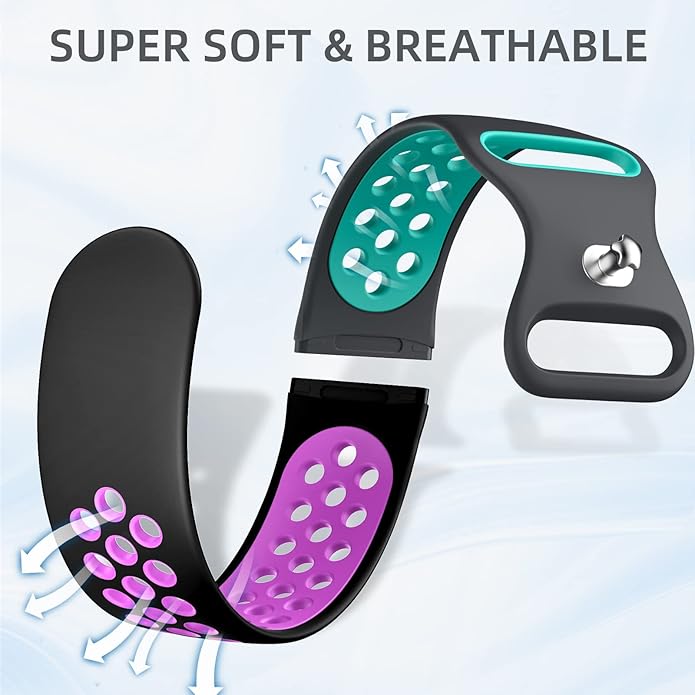 Maledan 4 Pack Sport Band Compatible With Fitbit Versa 3/4 and Sense/Sense 2 Smart Watch, Soft Wristband Replacement Accessories for Women and Men