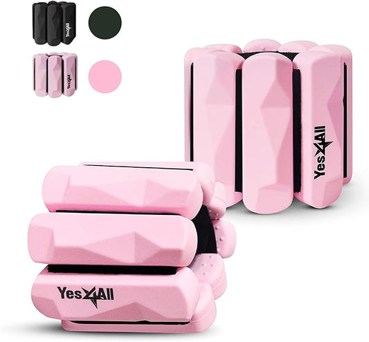 Yes4All Wrist & Ankle Weights Set 2x 1lb - Premium Silicone Adjustable For Women/Men Home Gym, Yoga, Cardio, Pilates, Running