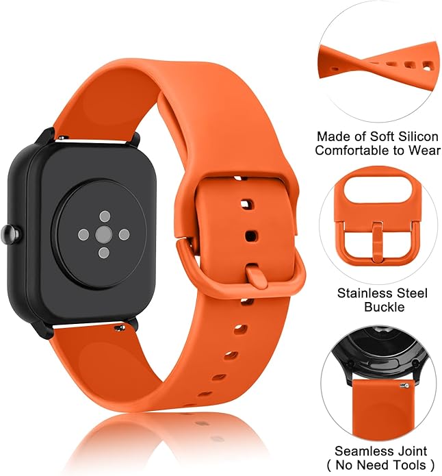 AK Band for Amazfit GTS 4 / GTS 4 Mini / GTS 3 / GTS 2 / GTS 2e / GTS 2 mini / GTS / GTR mini Bands, 20mm Soft Replacement Sport Strap for Amazfit Bip 3 / Bip 3 Pro / Bip U Pro / Bip / Bip Lite / Bip S / Bip S lite / Bip U Smart Watch Women Men