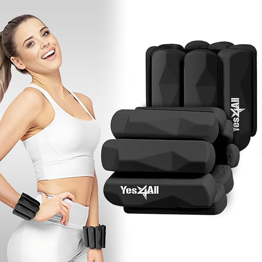 Yes4All Wrist & Ankle Weights Set 2x 1lb - Premium Silicone Adjustable For Women/Men Home Gym, Yoga, Cardio, Pilates, Running