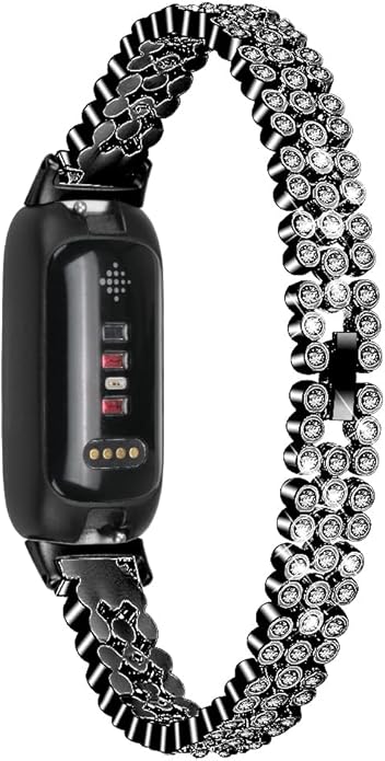 FitTurn Compatible with Fitbit inspire 3 Smart Watch Band Replacement Quick Release Rhinestone Metal Bling Bracelet Wristband