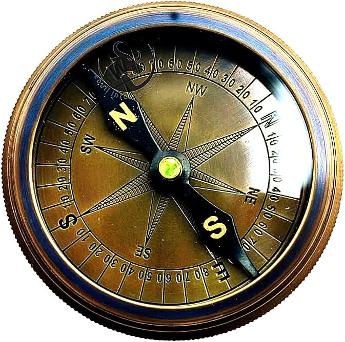 Directional Boy Scout Compass With Antique Leather Case