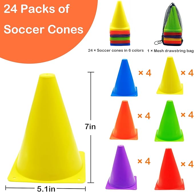 Soccer Cones Set 84/42Pcs 7"/9" 7"/9" Cones